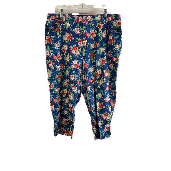 Vintage 90s Lauren Ralph Lauren Rainbow Hawaiin Floral Cropped Pants - Picture 1 of 8
